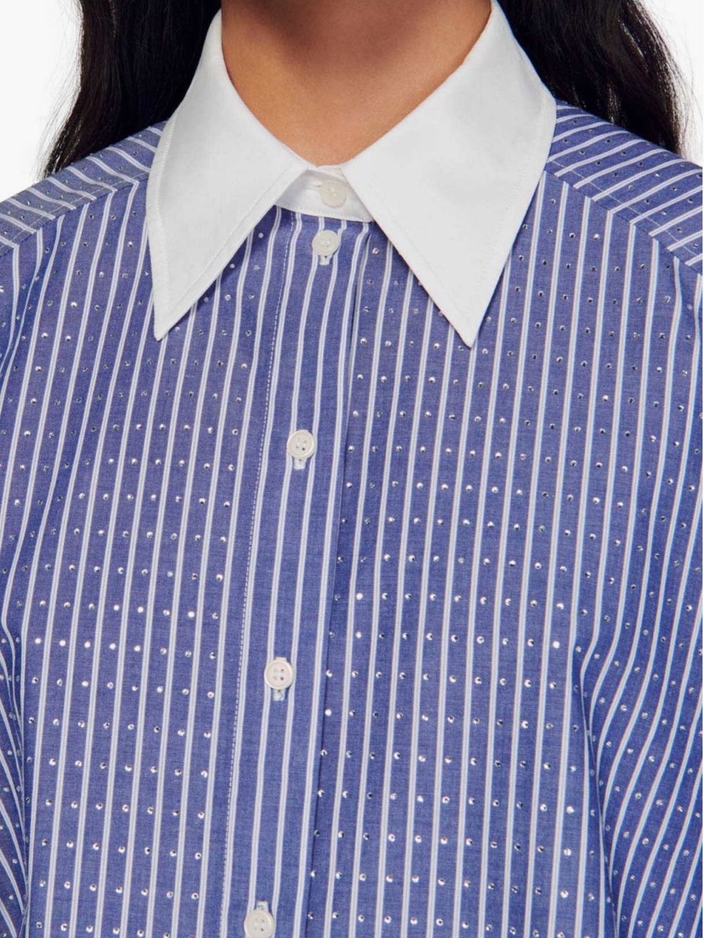 NWT Sandro Sylvain Crystal Stripe Button Shirt Size 1 (Small-Medium)